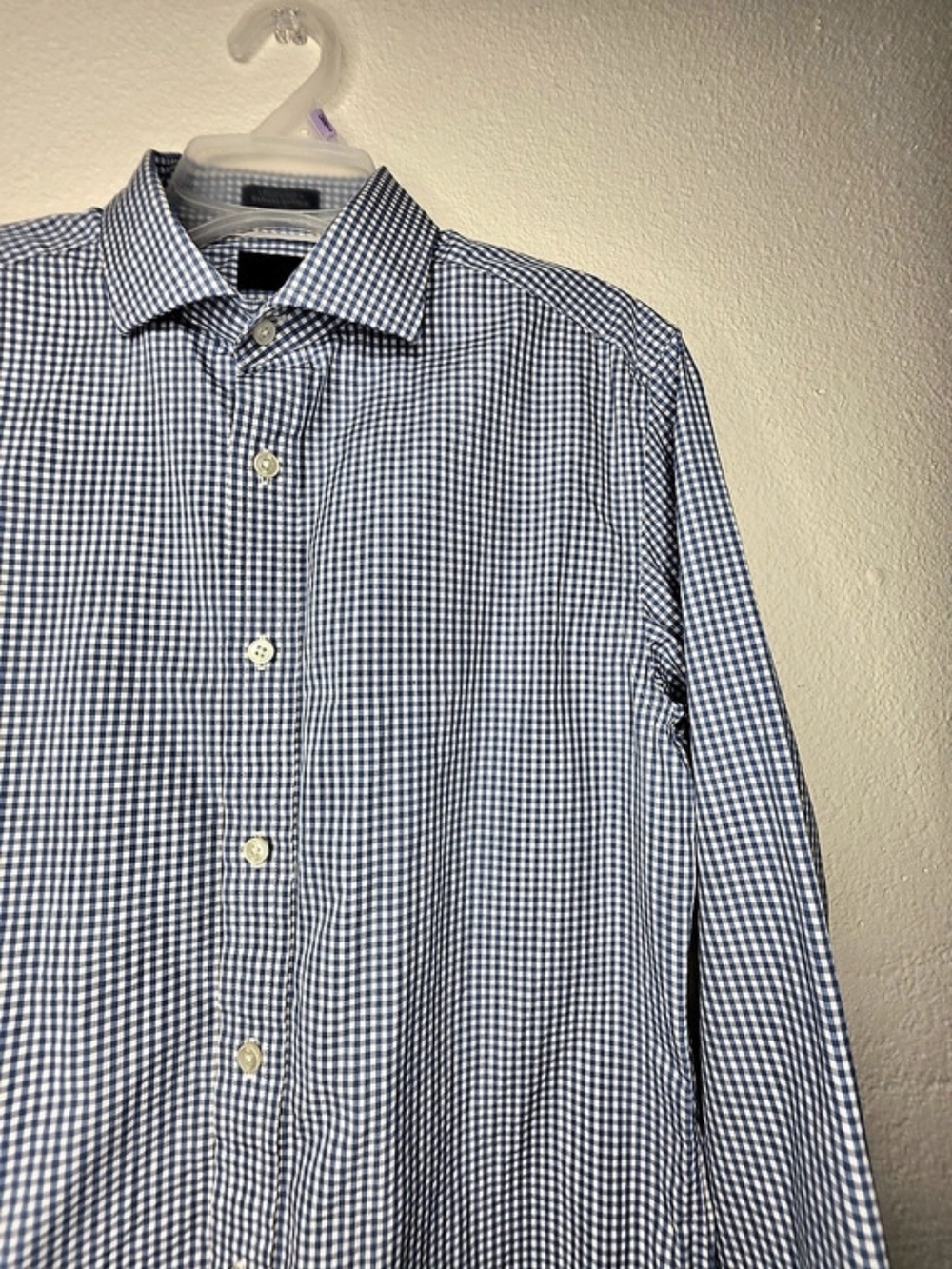 Banana Republic Leggiuno Men's Blue/White Gingham Slim Dress Shirt Size Small